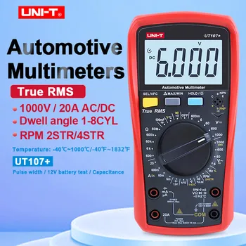 יחידה דיגיטלית רכב Multimeter AC/DC מודד סוללה לבדוק את התנגדות טמפרטורה הבוחן UT105+/UT107+