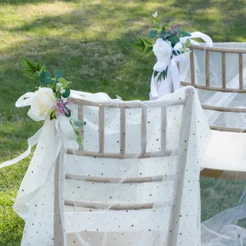 1PC החתונה הכיסא פרח קישוט מלאכותי סידור פרחים לחתונה הכיסא לאחור מעבר פיו פרח קישוט