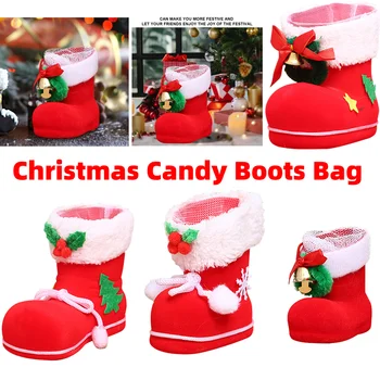 1 יח ' סוכריות חג המולד מגפיים תיק חג מולד קישוט 2023 סנטה קלאוס גרב גרבי חג המולד עץ תלוי תליון מתנה מגפיים אדומים
