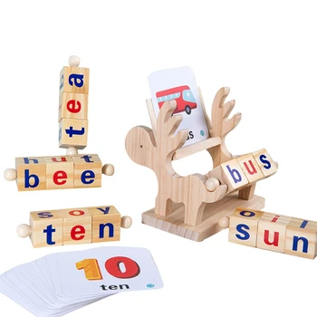 עץ ישן קריאת רחובות צעצועים לפעוטות מכתב כרטיסי פלאש עבור גן ילדים האלפבית
