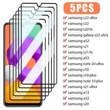 5Pcs מלא כיסוי זכוכית מחוסמת עבור Samsung A52S 5G A53 A13 A23 A33 A73 מגן מסך עבור סמסונג A03 A03S A21S A04 A04S A71