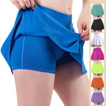 לנשימה מתאים יוגה חצאית קיץ מכנסי נשים ייבוש מהיר רץ כושר קצר חצאית טניס אימוני ספורט קצרים.