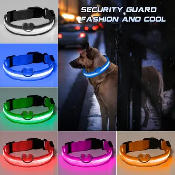 LED/סוללה הקולר אור אנטי-אבוד קולר לכלבים גורים ניילון לילה בטיחות זוהר אספקת מוצרים לחיות מחמד אביזרים