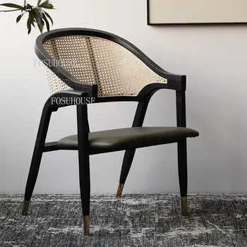 נורדי פנאי משענת סלון כסאות ריהוט הבית יצירתי מרפסת עץ מלא עצלן כורסת מעצב קש אוכל כיסא.