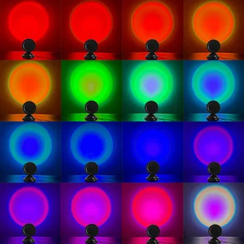 צבעי השקיעה קשת מנורת המקרן אווירה Led מנורת שולחן צילום עבור חנות רקע קישוט קיר תאורה