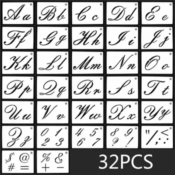 32pcs/סט מכתב מספר סמל שכבות שבלונות תבנית ציור אלבום זרוק משלוח