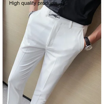 2023 אנשים עסקים שמלה מכנסיים בסגנון קוריאני סלים המשרד החברתית החליפה מזדמנים מכנסיים אופנת רחוב שחור לבן בגדים 29-36