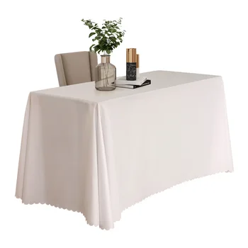 שולחן ישיבות בד טהור צבע אדום-לבן מלבן שולחנות ארוכים tablecloth_AN3731