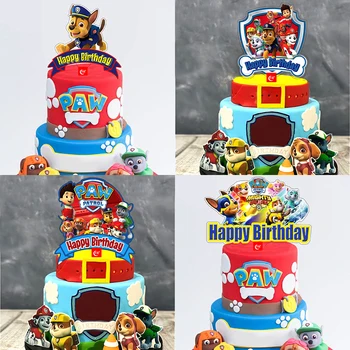 ילדים ריידר צ ' ייס דמויות כף סיור עוגת יום הולדת כרטיס מצוירת אקריליק מסיבת Cakecard אפייה קישוט מצויר להכניס כרטיס