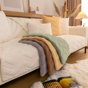 פשוט הסתיו והחורף מרופד לספה כרית קטיפה ספה כרית כיסוי מגבת מודרני פשוט החלקה חורף חם לכריות הספה