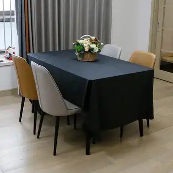 שחור טהור חד פעמיות למסיבת יום הולדת מפת שולחן עמיד למים, עמיד כתם