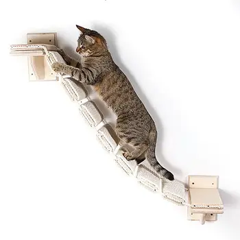 קיר טיפוס עבור חתולים עץ חתול מטפס שלב גשר מטפס ציוד לחיות מחמד הסולם עם ארוגים בחבלים חתול חדרים חדרי אירוח חיות מחמד