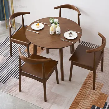 מודרני מינימליסטי סביב שולחן האוכל הנורדי אוכל עץ מלא, שולחנות קטנים מרפסת דירה ומתן שולחנות אוכל ריהוט