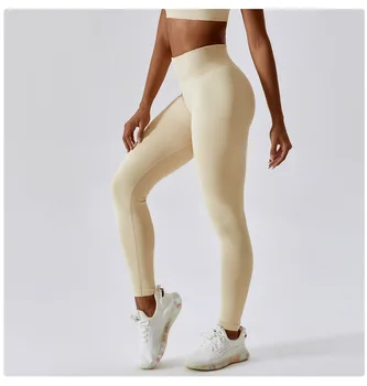 הנשים החדש יוגה רכה מכנסיים כושר ספורט ריצה גבוהה המותניים רזה סקסית מהיר ייבוש כושר חלקה סקיני מכנסיים חלקה עירום