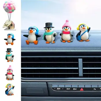 קישוט רכב תליון קטן וחמוד המחוונים פינגווין קישוטים חיה פסל מיני דמויות פינגווין הפנים המכונית אביזרים
