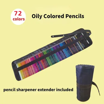 72 צבעים משושה מתקדם שומני עפרונות צבעוניים תלמיד ציור צבע חוט מתגלגל עטים וילון להגדיר תלמיד כתיבה