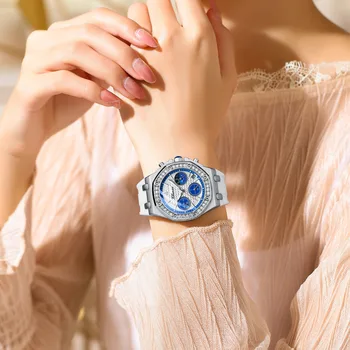 נכון שלוש עיניים רב תכליתי נשים קוורץ שעון יד סיליקון רצועה עמיד למים מתומן אופנה קוורץ שעונים לנשים