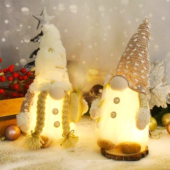 הגמד חג המולד פנים בובה עם LED אור שמח חג המולד קישוטים הביתה חג המולד קישוט חג מולד שמח נואל מתנות לשנה חדשה 2024