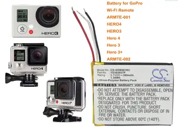 OrangeYu הסוללה 350mAh YD362937P עבור GoPro ARMTE-001, הירו 3, גיבור 3+, גיבור 4, HERO3, HERO4, Wi-Fi מרחוק, ARMTE-002