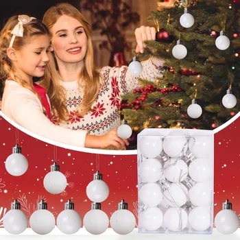 24pc קישוטי חג המולד כדור לבן תלוי בבית עיצוב המסיבה כדור חג המולד קישוט קישוטי חג המולד בכדור דה נואל 2024