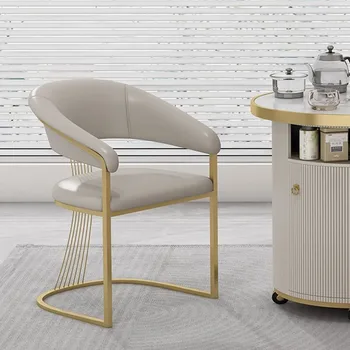 יפה עכשווית האוכל כיסאות מתכת זהב לבן כורסא כיסא עור מעצב Cadeiras דה בג ריהוט הבית
