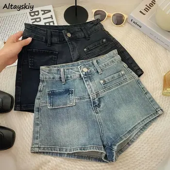 מכנסי ג ' ינס קצרים נשים גבוהה המותניים בציר במצוקה Hotsweet הקיץ החדש ההגירה אופנת רחוב כל-התאמת סגנון קוריאני מזדמן Y2K נפוצות