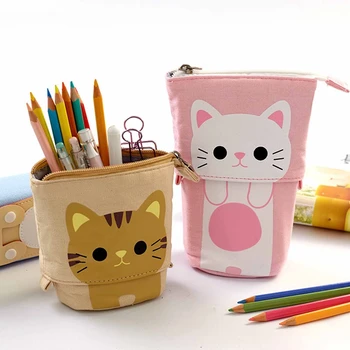 יצירתי משתנה נפתחת חתול קלמר נשלף נייר מכתבים של בית הספר שק Kawaii בד מחזיק עט מתנות לילדים עט התיק