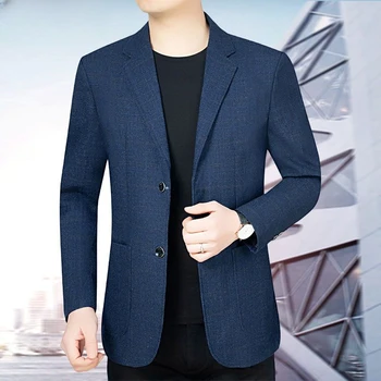 קוריאני 2023 אביב סתיו אופנה חדשה גברים סלים רשמית מוצק צבע חליפת העסקים המעיל כפתור Masculino דש שרוול ארוך D56