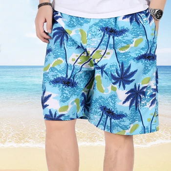 באביב ובקיץ לשחות מכנסיים קצרים בתוספת גודל גברים פרח המודפס קצרים חוף כחול Borad קצרים כושר מכנסי שחייה גלישה